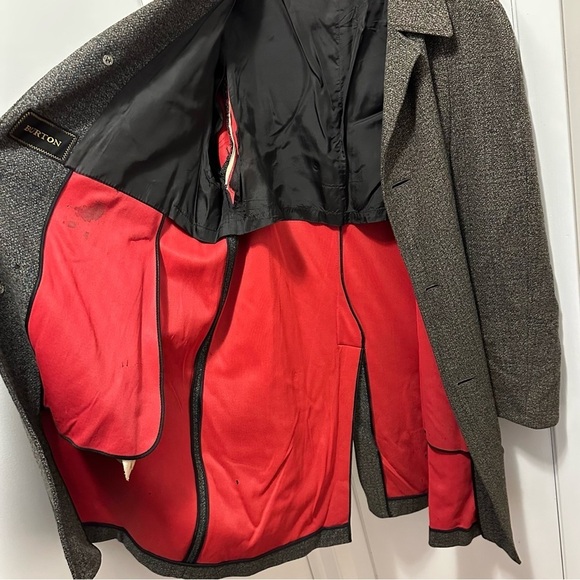 Vintage BURTON Textured Deep Brown Trench Coat Long Topcoat Overcoat Men’s 46R - Picture 5 of 12